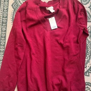 Banana Republic Burgundy V-Neck Sweater